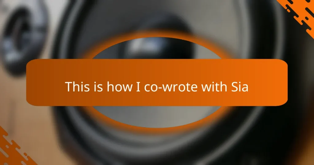 This is how I co-wrote with Sia