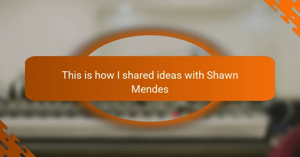 This is how I shared ideas with Shawn Mendes
