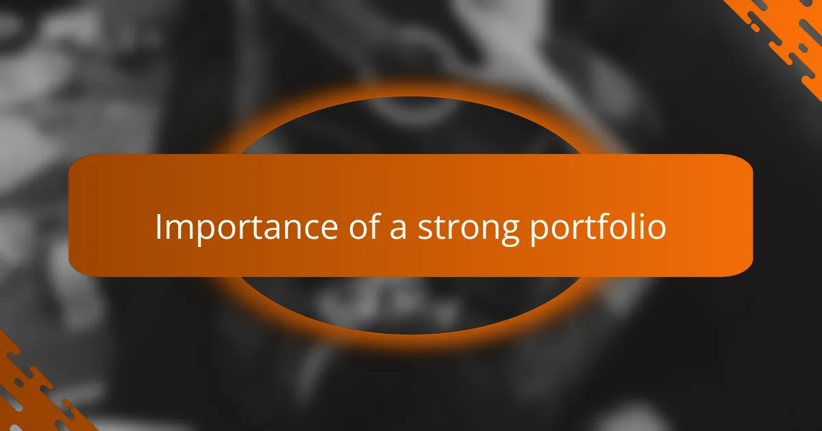 Importance of a Strong Portfolio