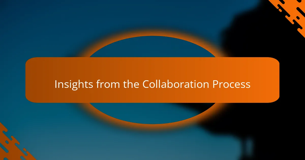 Insights from the Collaboration Process