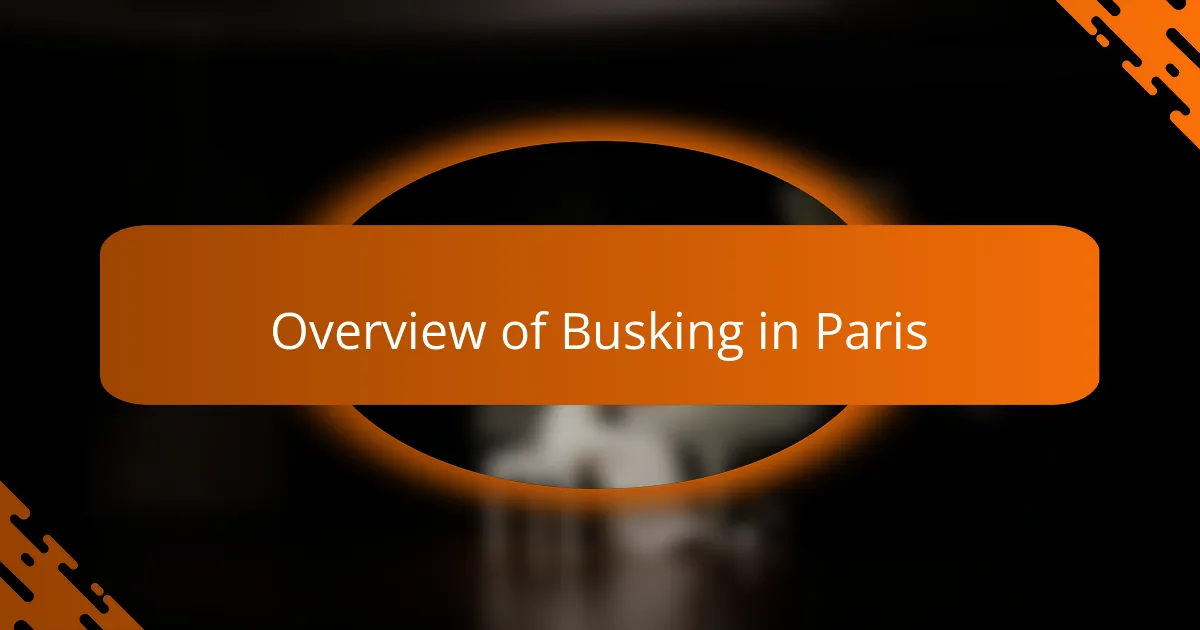 Overview of Busking in Paris