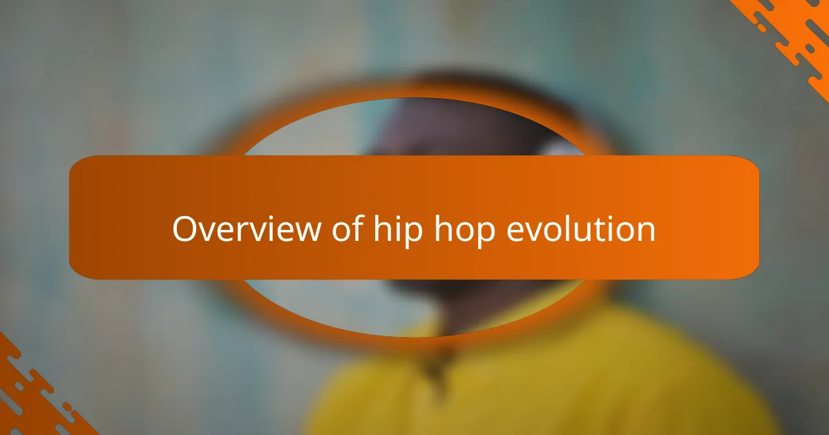 Overview of hip hop evolution