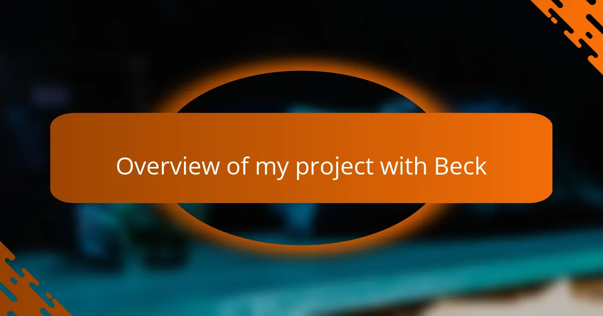Overview of my project with Beck