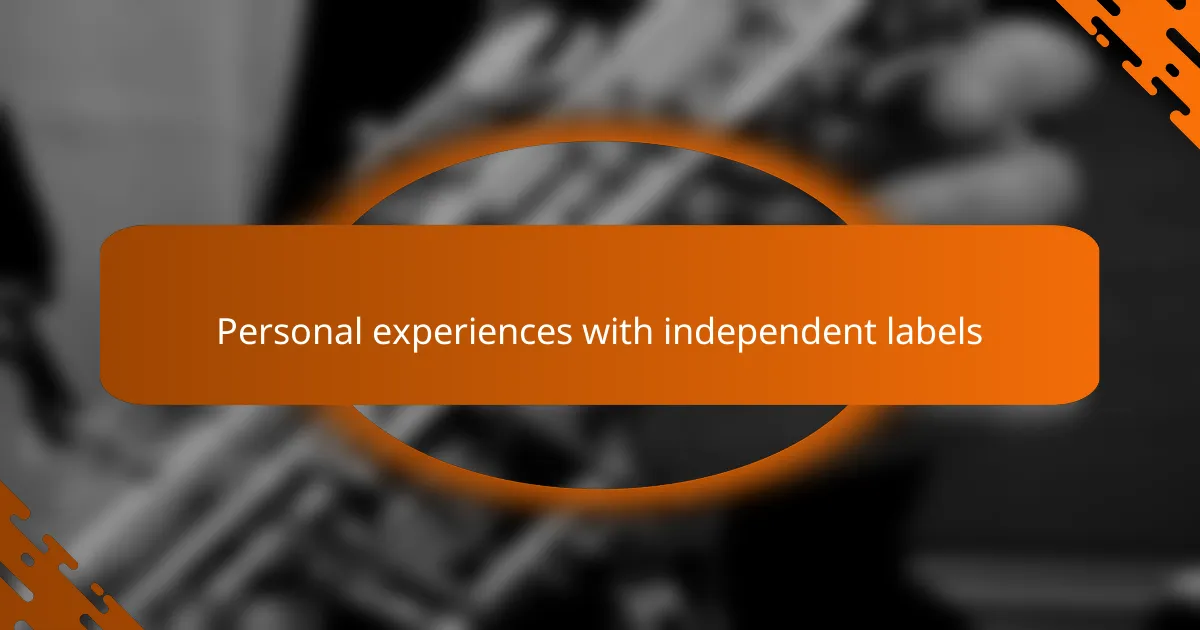 Personal experiences with independent labels
