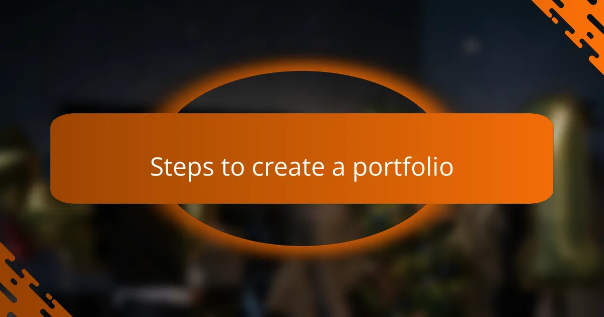Steps to create a portfolio