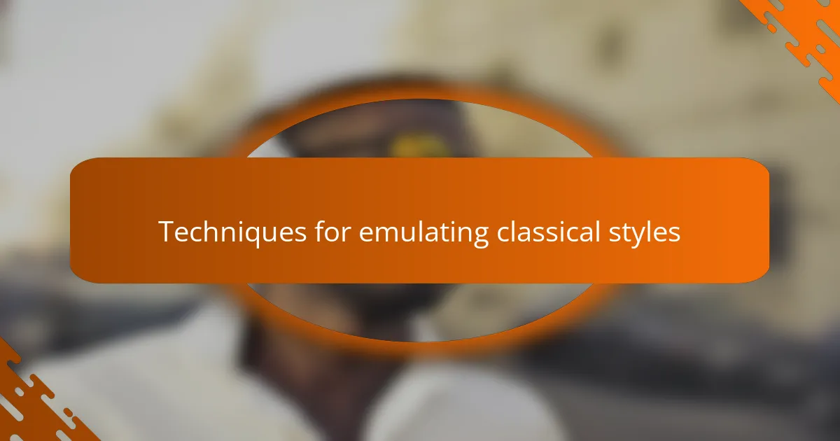 Techniques for emulating classical styles