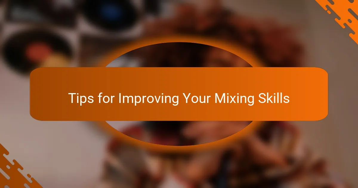 Tips for Improving Your Mixing Skills